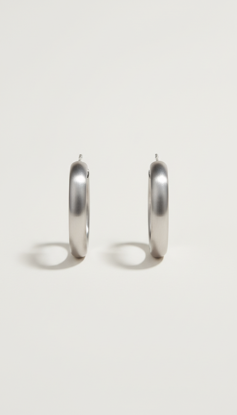 Matte Silver Hoop Earrings